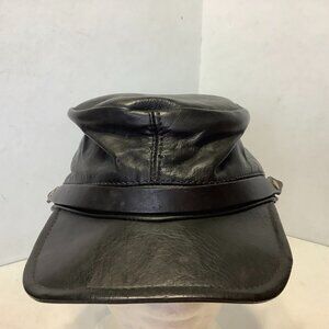 Leather Kepi Black Hat Cap NO Size Tag Please Read